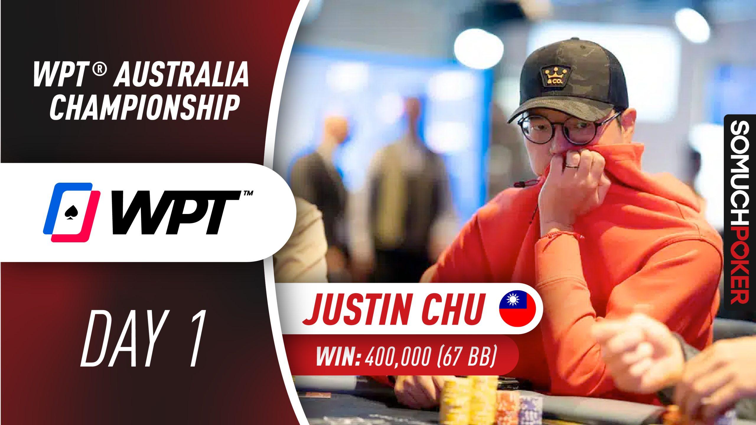 Taiwan’s Justin Chu Among Final 50 Players Of WPT Australia Championship; ITM Reached