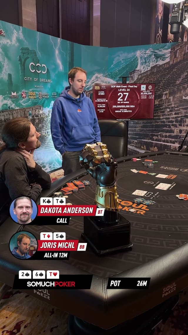 Dakota Anderson is the GOP Manila Main Event champion. 🏆🇵🇭