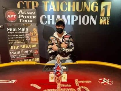 APT Taiwan 2021 underway; Kun Han Lee wins the opener; Main Event NT$ 2M GTD up next