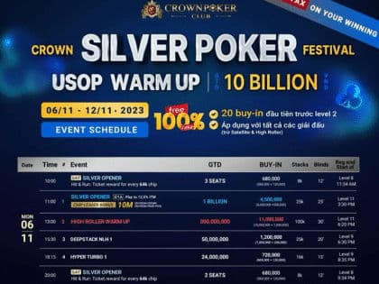 Warm up for USOP Danang via the Crown Silver Poker Festival featuring ₫10 Billion in guarantees