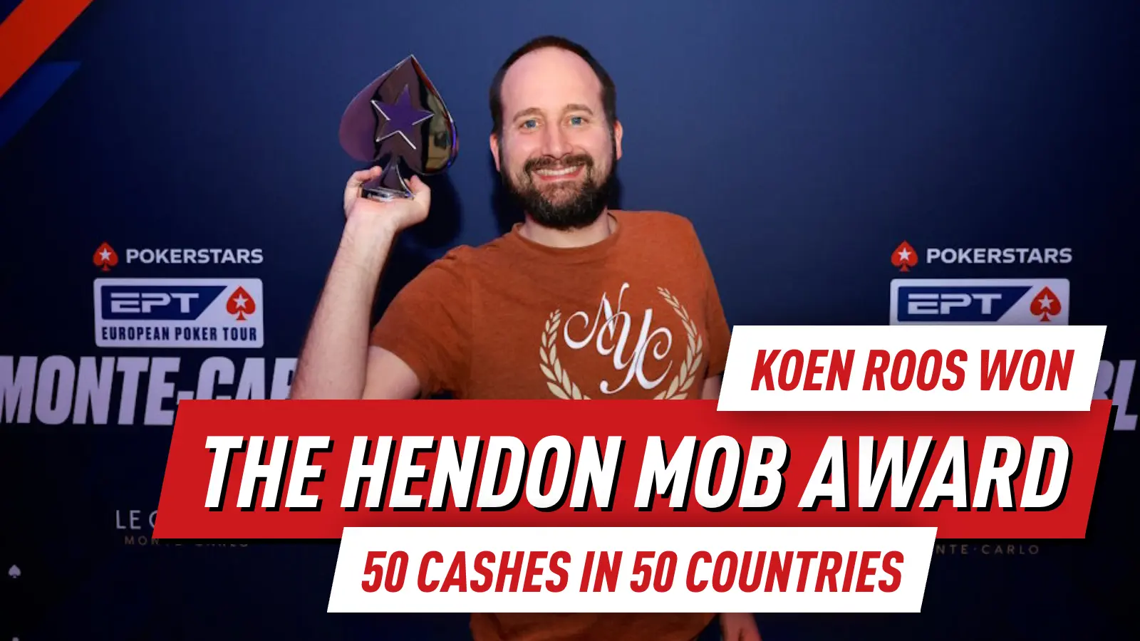 Koen Roos Honored with The Hendon Mob Award for Epic Poker World Record