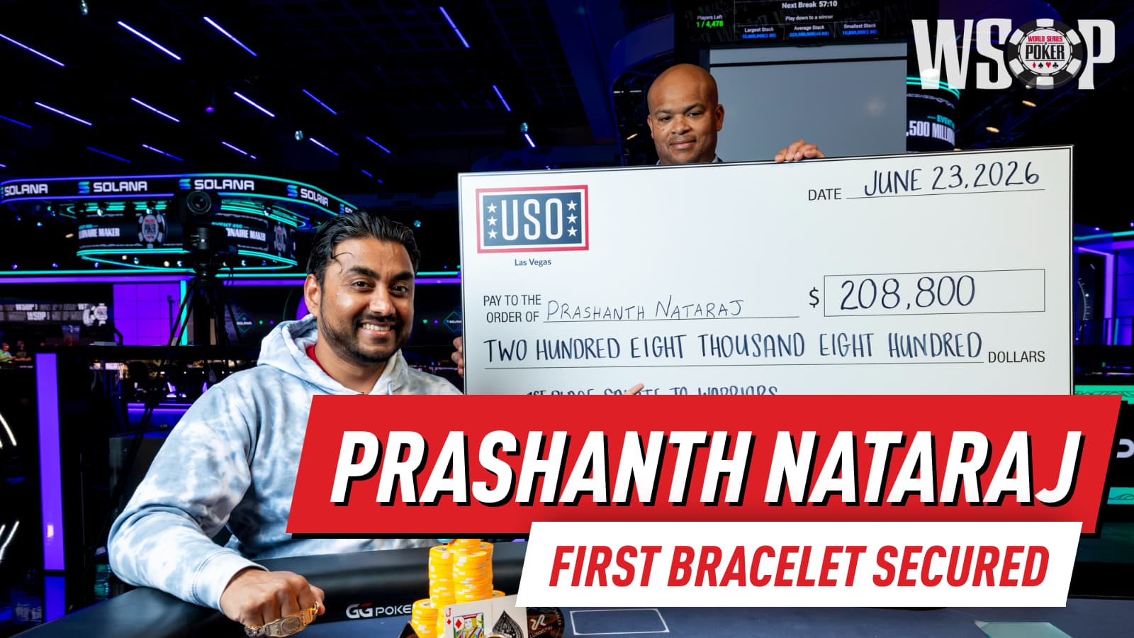 Prashanth Nataraj Captures First Gold Bracelet in Massive Salute to Warriors Event