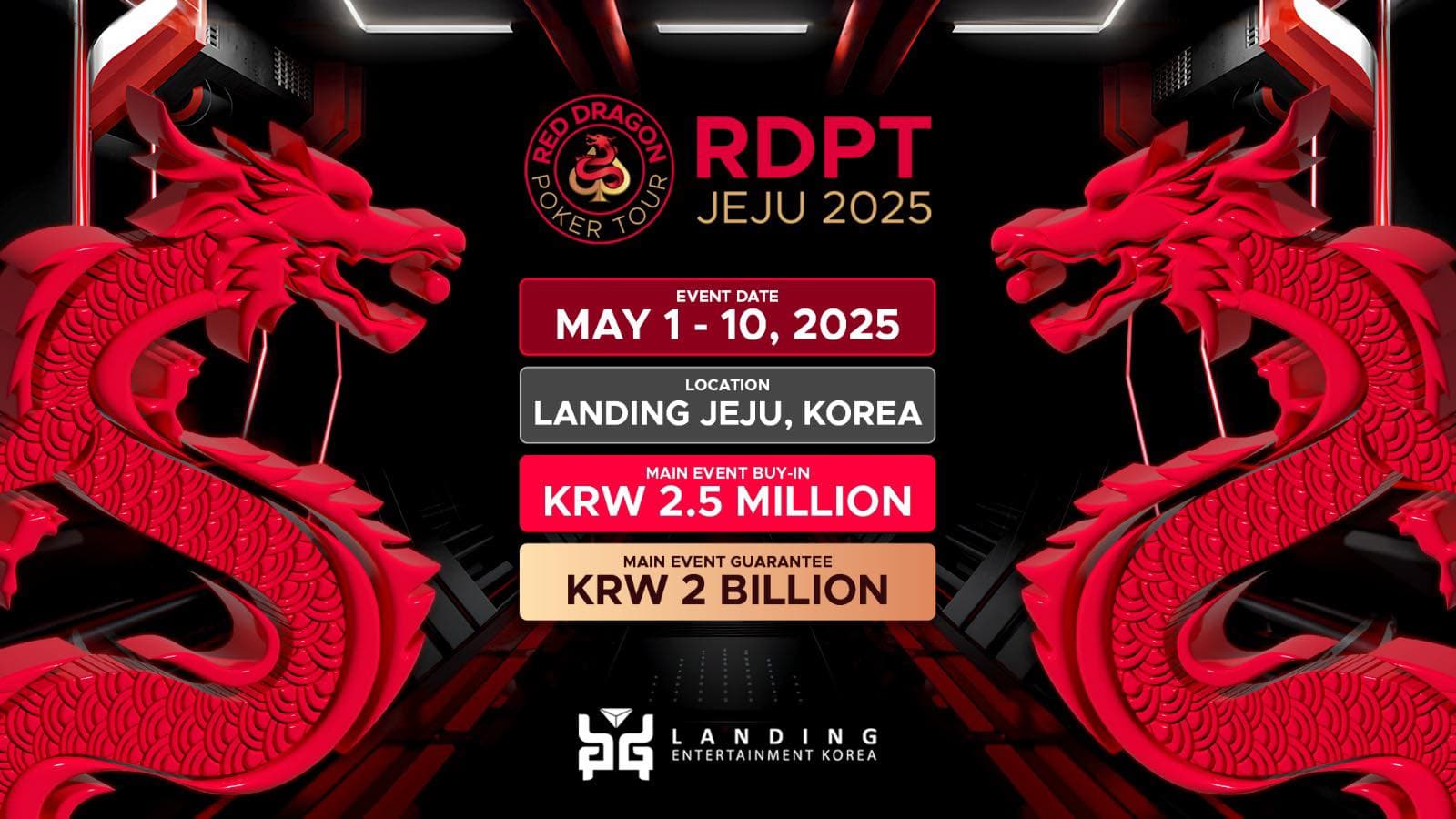 Red Dragon Poker Tour Back In Jeju this May, Boasts Largest KRW 2 Billion (~USD 1.38M) Guarantee Yet