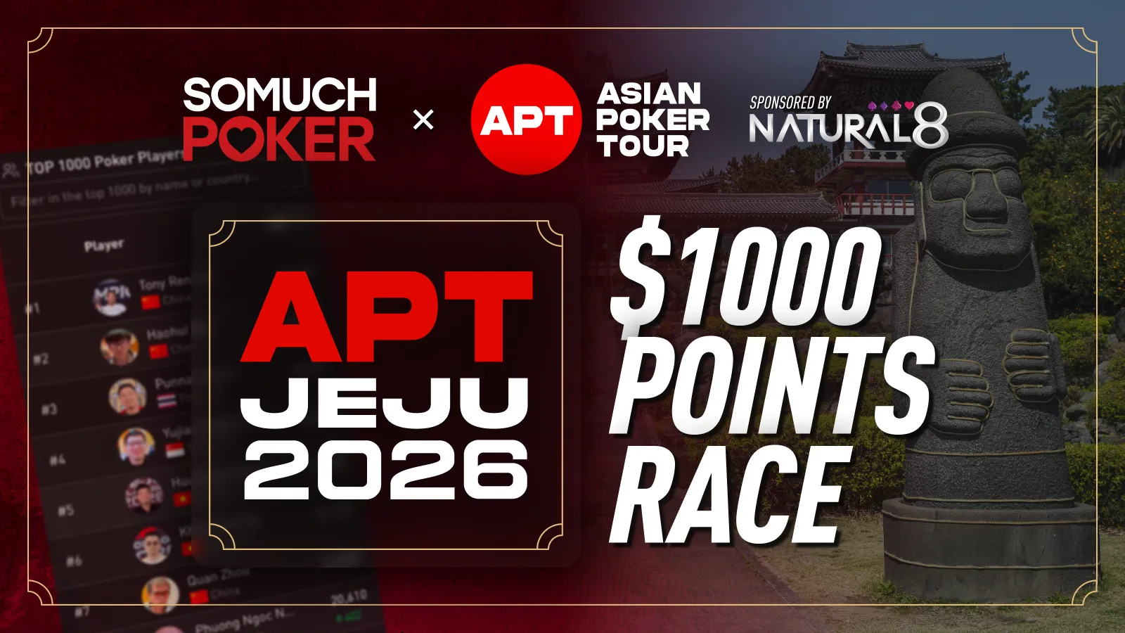 SMP x APT Jeju Points Race: $1,000 in Natural8 Prizes