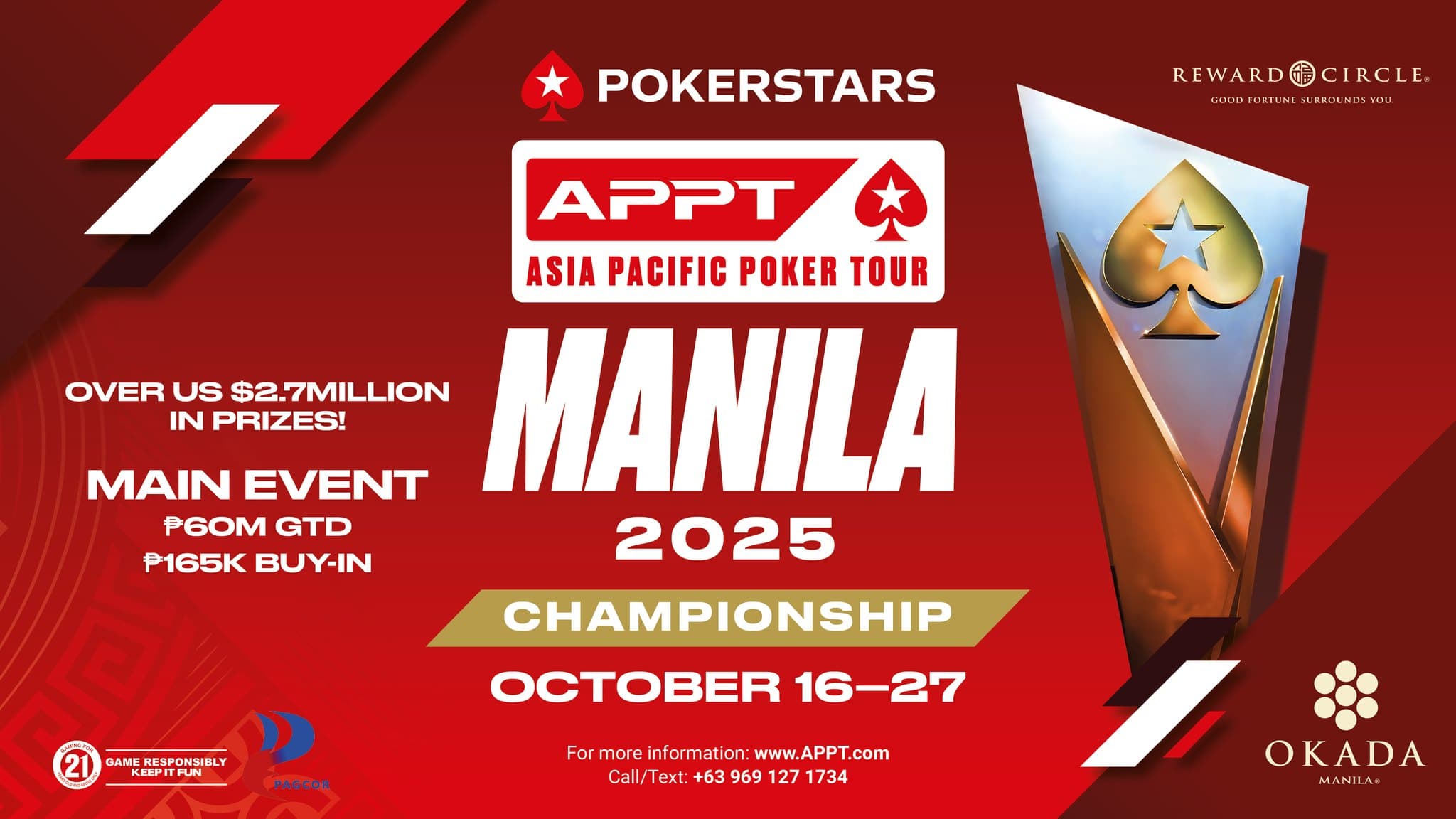 One Month Away From APPT Manila Championship - October 16 to 27 At Okada Manila
