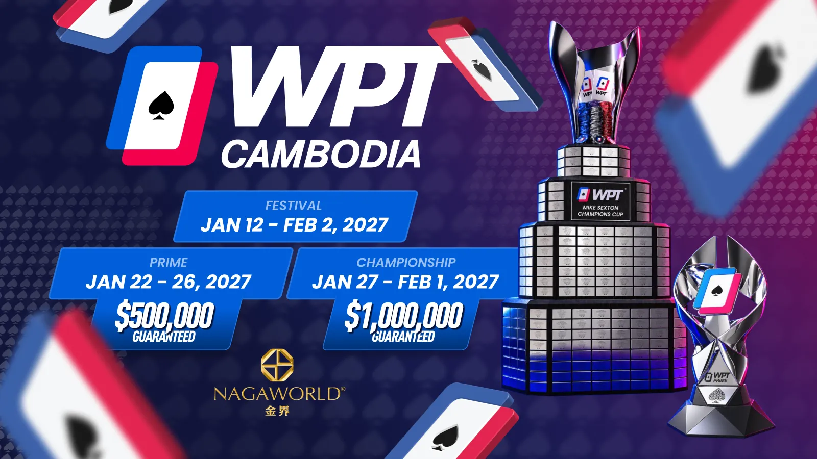 WPT Cambodia 2027 Brings Asia’s Longest-Ever Poker Festival to NagaWorld From January 12-February 2 With $2M+ in Guarantees