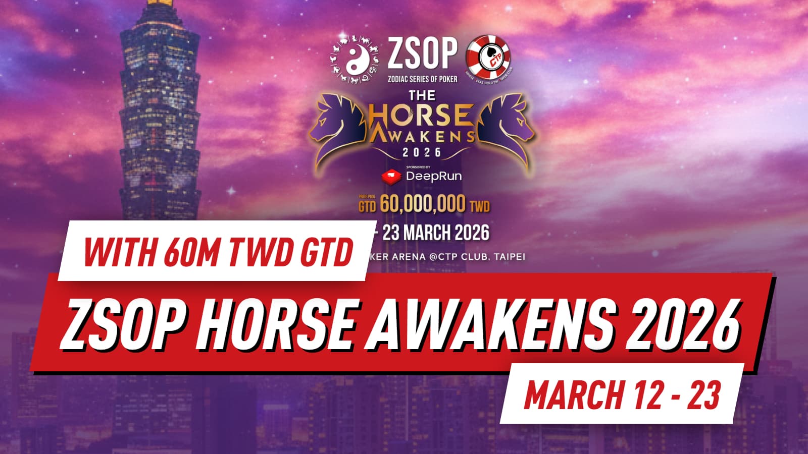 ZSOP The Horse Awakens 2026: Taipei Braces for a TWD 60 M GTD Poker Spectacle