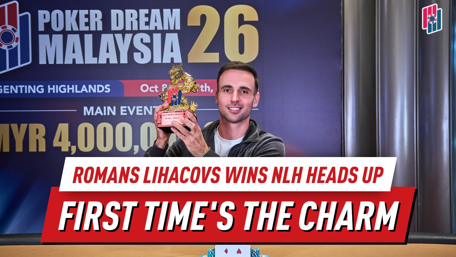 First Time at Poker Dream, First Event, First Trophy for Romas Lihacovs