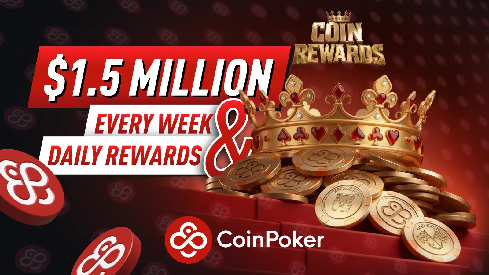 CoinPoker CoinRewards: $1.5 Million Every Week + 15% Daily Rakeback