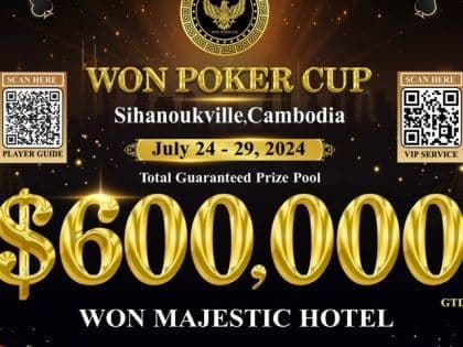 Won Poker Cup Debuts in Sihanoukville, Cambodia With $600K in Guarantees