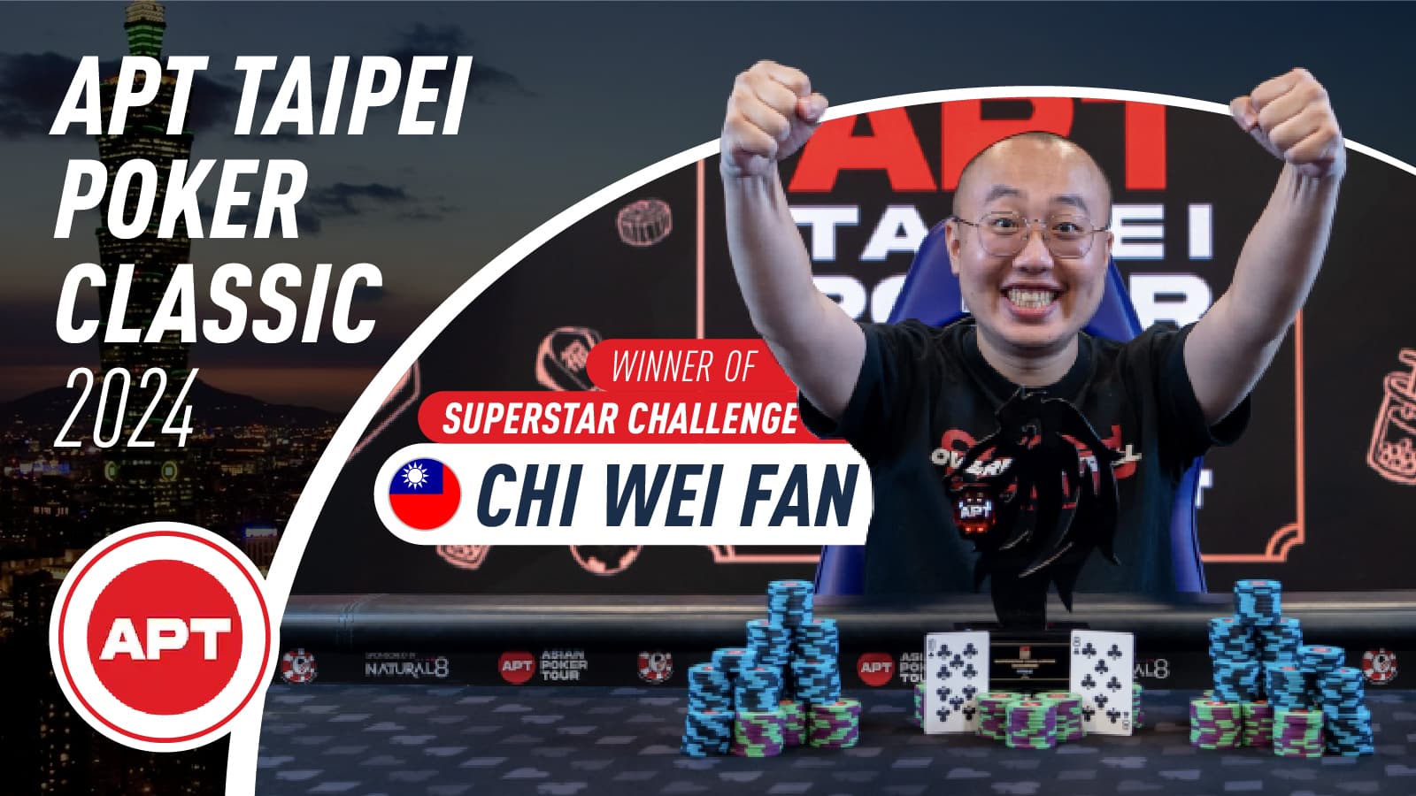 APT Taipei Poker Classic 2024: NTD 65 Million (~US$ 2M) Main Event guarantee breached; Chih Wei Fan, Peter Kiem, and Yita Choong land victories