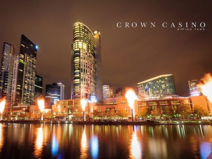 The Crown Melbourne building at night