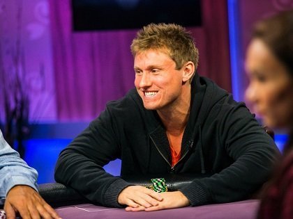 Matthew Kirk smiling at the poker table