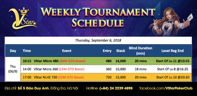 Vstar weekly tournament schedule