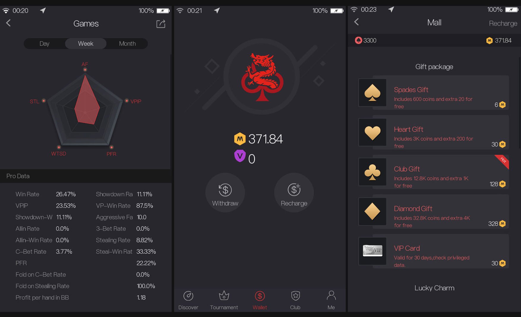 Red Dragon Poker App Interface