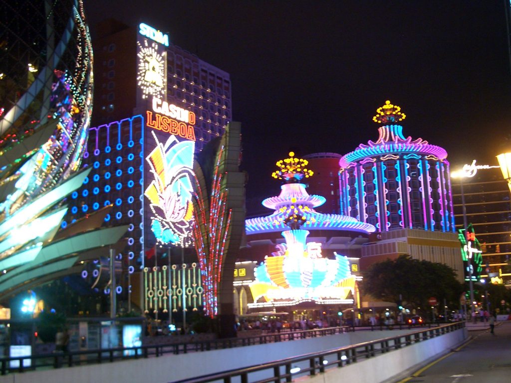 Macau Casino Lisboa at night 0824
