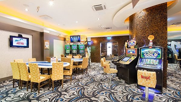 Poker tables and gaming slots at Olympic Casino Narva