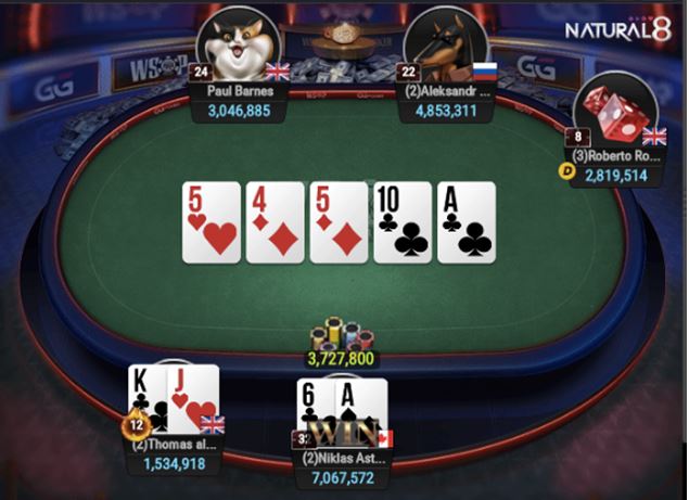 WSOP 39 1500 No Limit Hold’em Asia Astedt catches a bluff with a weak pair of Aces