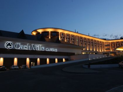 Cashville Casino building at night