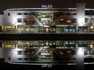 Alea Casino Glasgow building at night