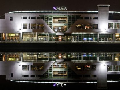 Alea Casino Glasgow building at night
