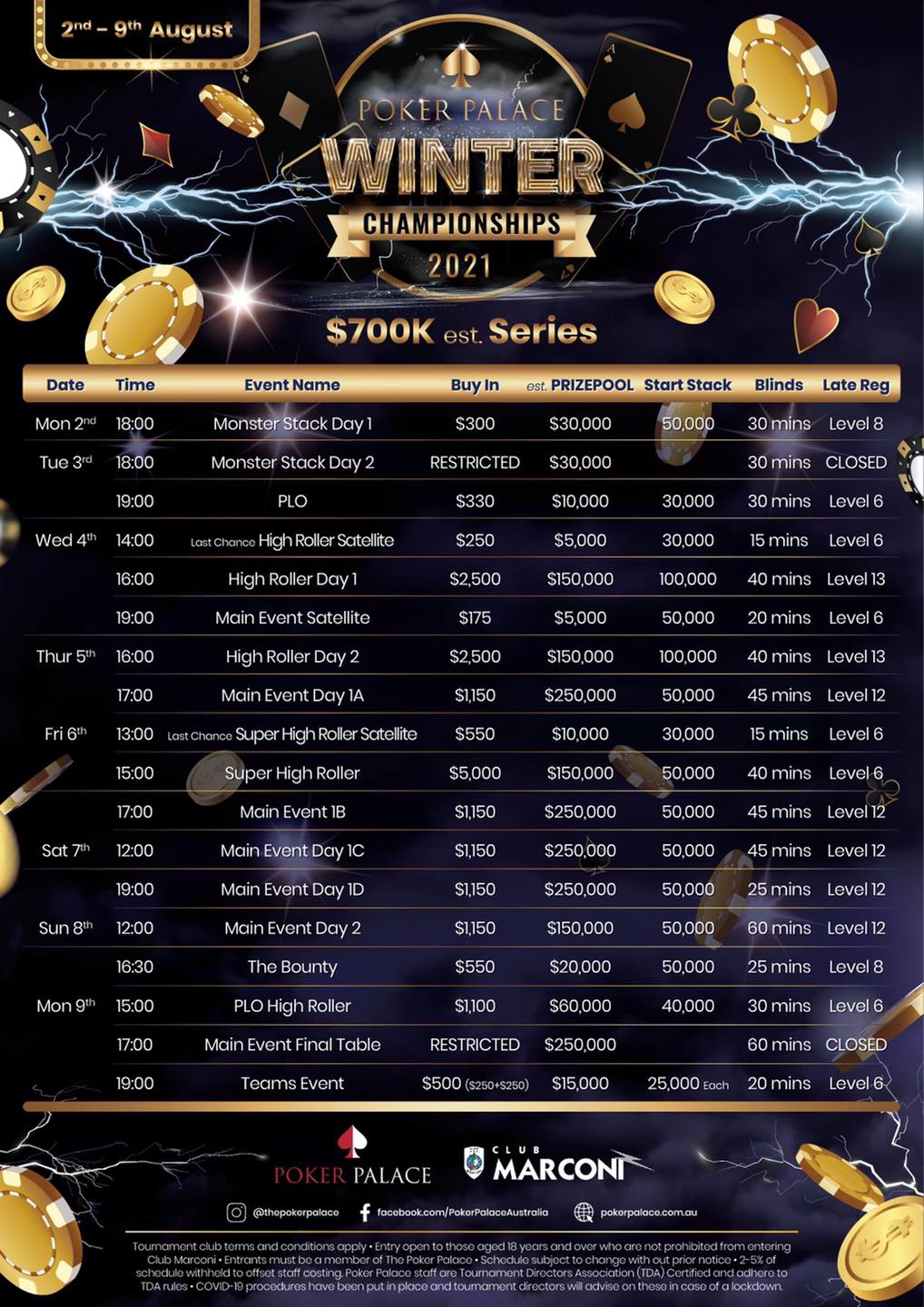 poker palace winter sched