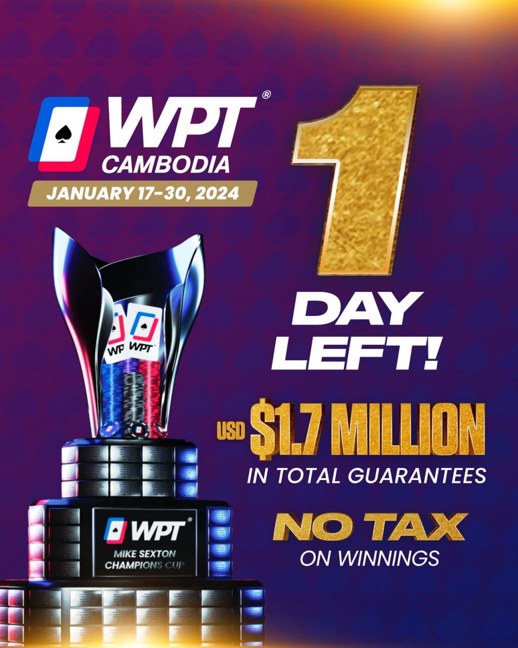 One day away from WPT Cambodia - first Main Tour in Southeast Asia - January 17 to 30, 2024 in Phnom Penh