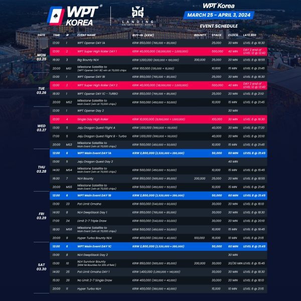 WPT Korea 2024 Schedule Somuchpoker